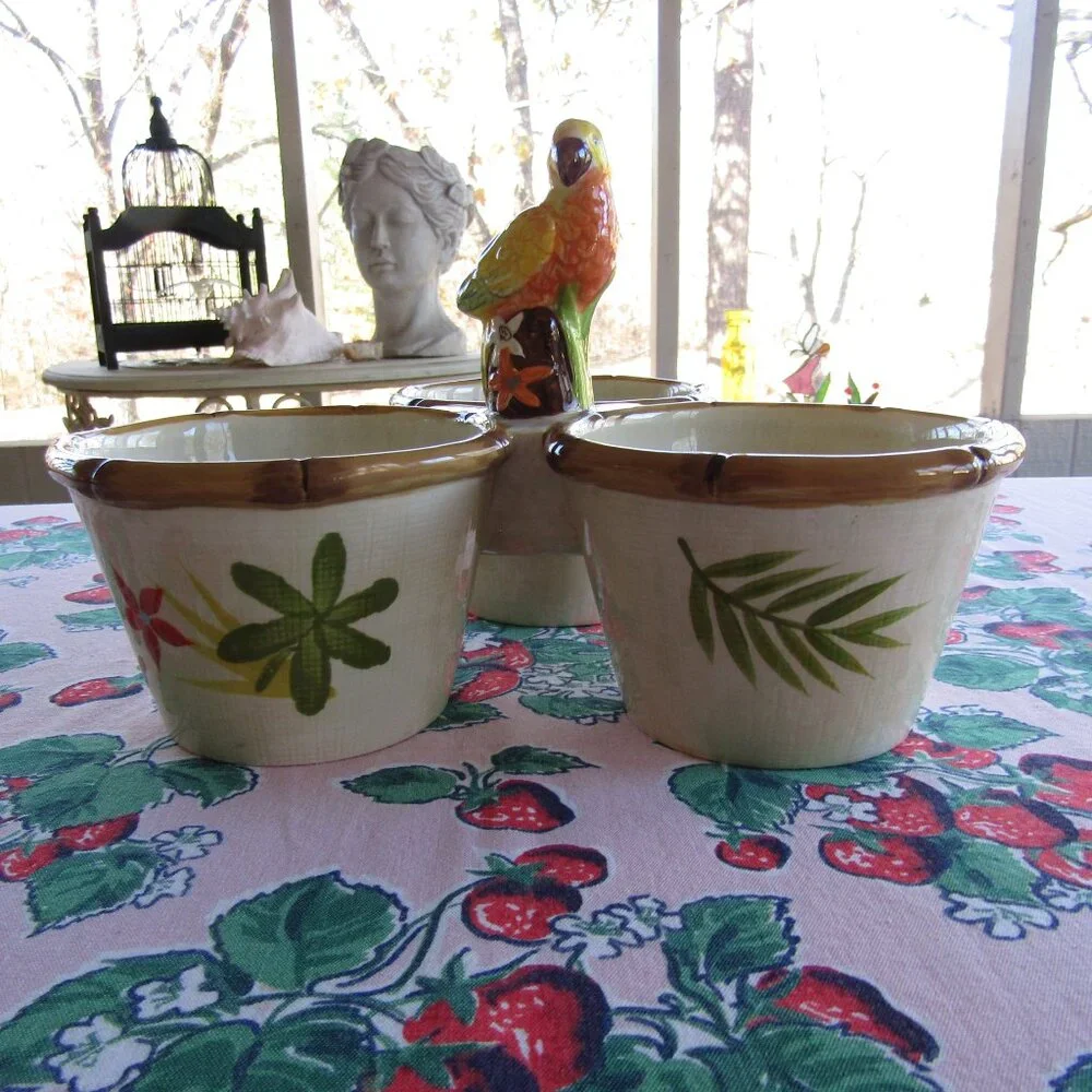Global Home Parrot 3 Section Condiment Serving Bowl
